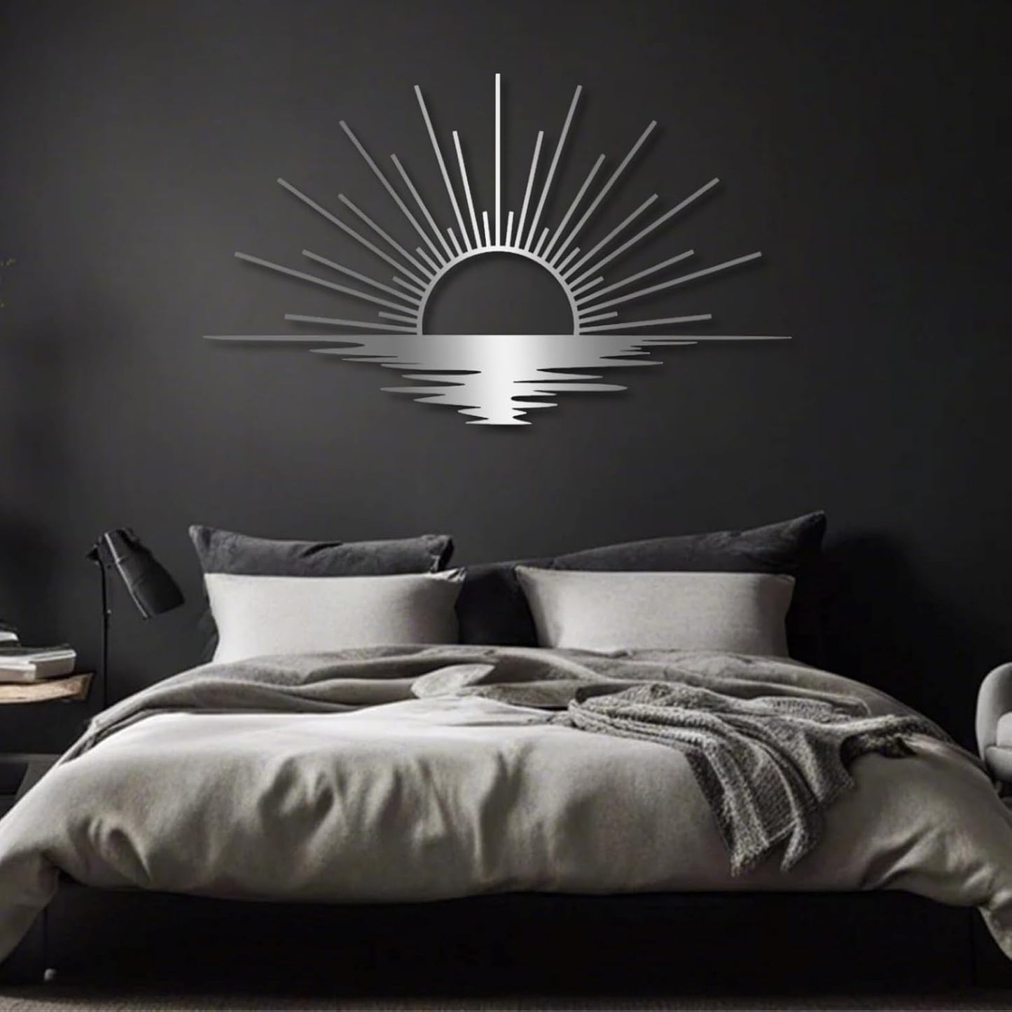 Sunrise Metal Wall Art, Metal Sun Wall Decor, Metal Sun Outdoor Decor, Large Metal Sun Wall Art, Sun Wall Art, Boho Sun Wall Art, Sunshine Metal Sign, Living Room Bedroom Wall Hangings (Gold, 31"x 18"| 80x47cm )