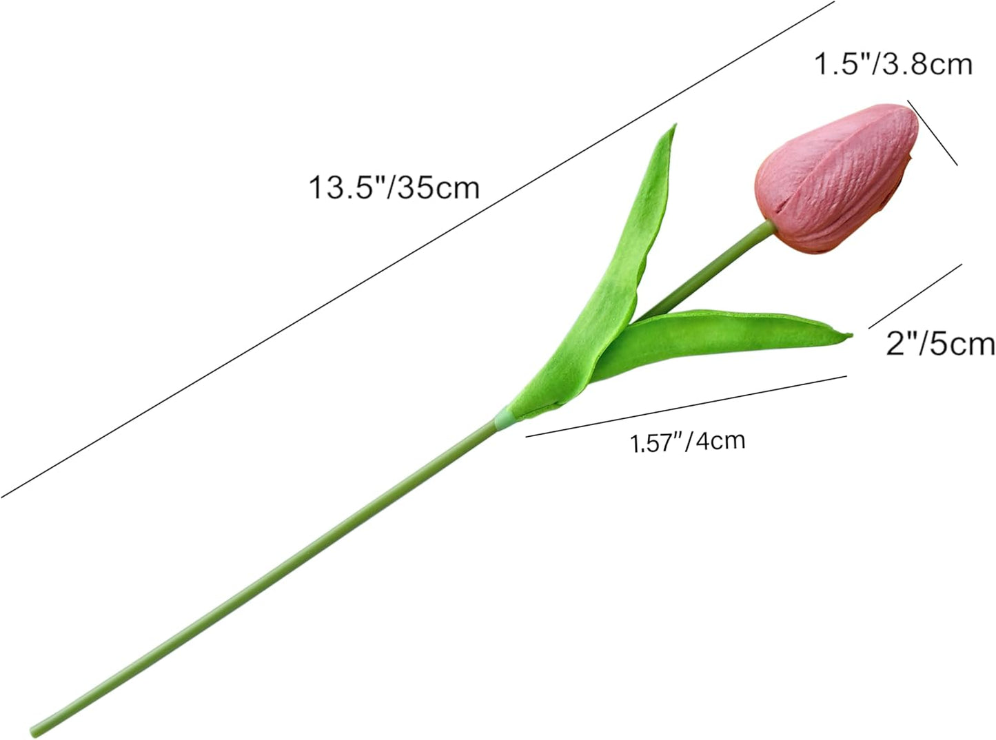 Mandy's Artificial Tulips 20 Stems Mauve PU Faux Flowers for Wedding Home Decor 13.5 Inch