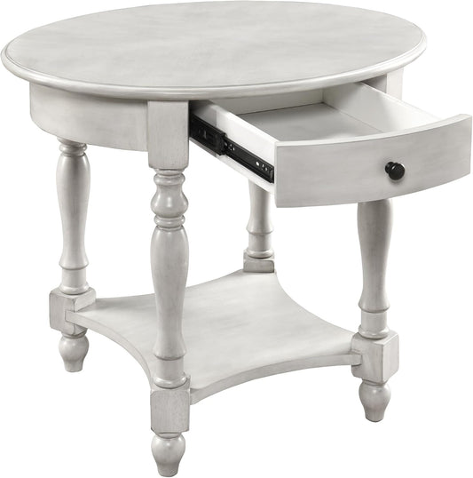MODERION Oval End Table with Drawer, Solid Wood Sofa Side Storage Shelf, Traditional Living Room Corner Table, Nightstand, Easy Assembly 28INCH x 22INCH 24INCH Antique Walnut CJZ2233RW White
