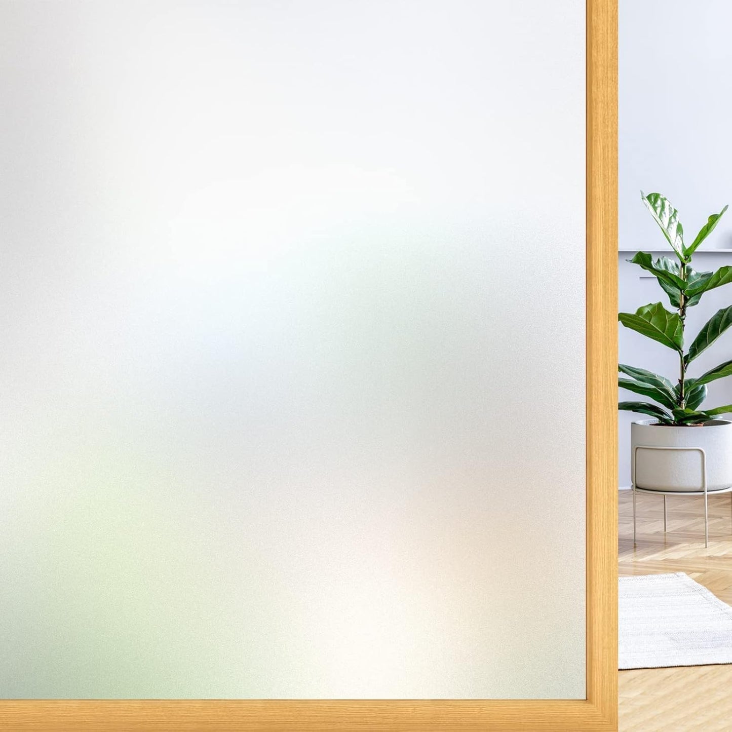 rabbitgoo Window Privacy Film, Frosted Glass Window Clings, Static Cling UV Heat Blocking Door Stickers for Home Bathroom, Removable Indoor Decal Coverings Day and Night, Pure, 29.5 x 78.7 Inches