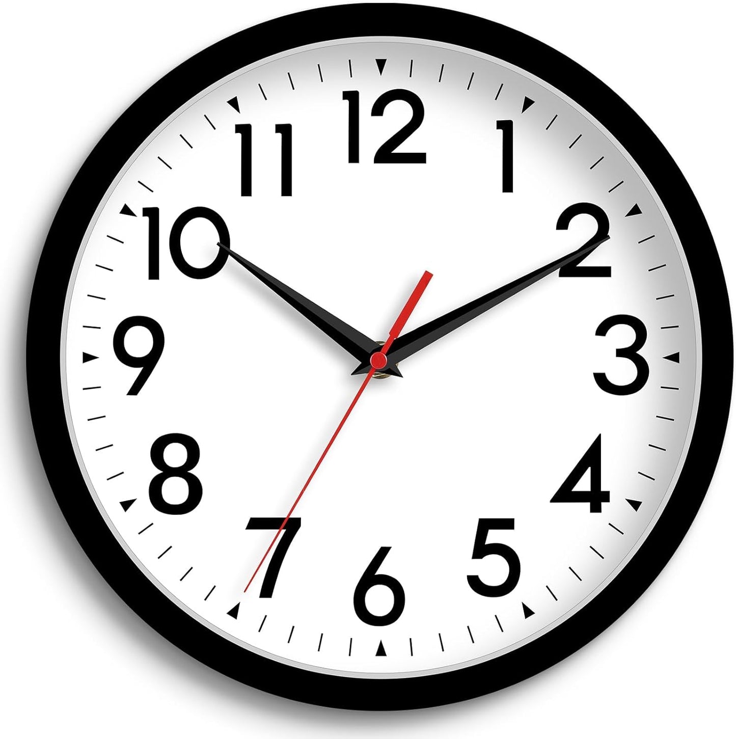 Wall Clock Small Analog 8 Inch Silent Non Ticking Battery Operated Modern Simple Decorative for Kitchen Office Bedroom Bathroom Living Room(Black)