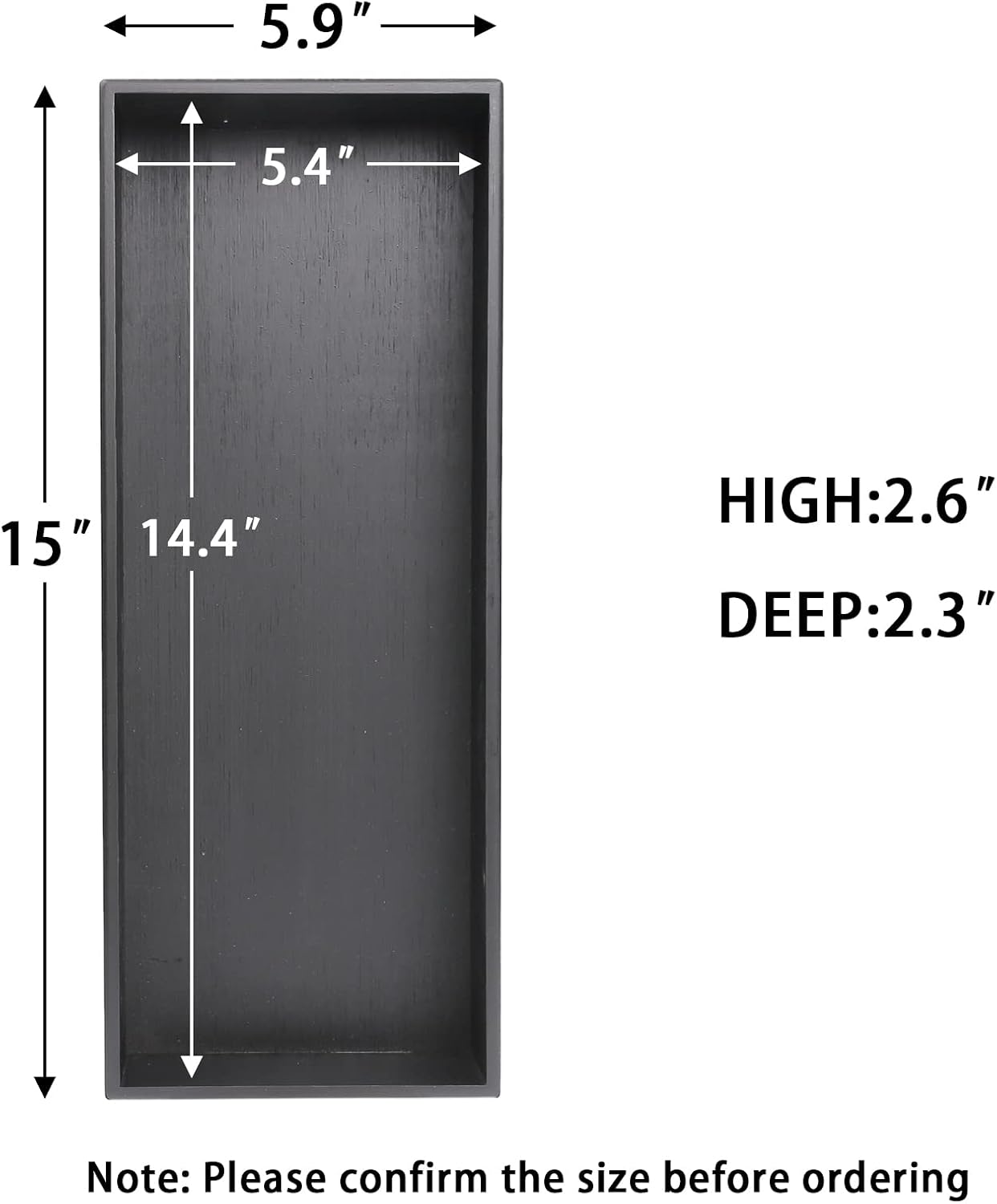 Bamboo Drawer Organizer - Kitchen Utensil Organizer Silverware Tray Cutlery Holder，Office Desk Supplies and Accessories,15 * 5.9 * 2.6,Black