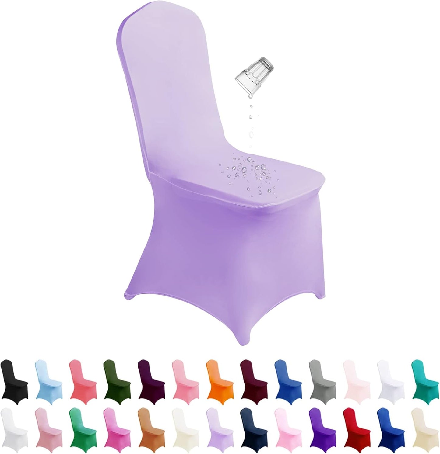 SUPERO Waterproof Spandex Chair Cover 12PCS, Stretch Dining Chair Covers, Polyester Outdoor Chair Covers, Protector Stretch Chair Cover for Party Universal, Banquet, Wedding Event, Hotel(Lavender)
