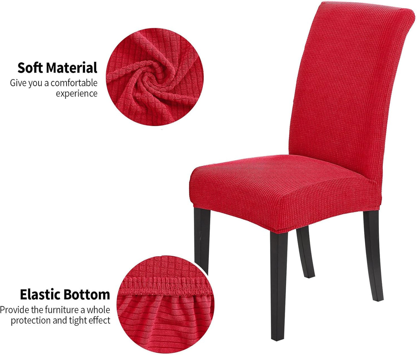 Joccun Chair Covers for Dining Room Set of 6, Dining Chair Slipcovers Stretch Dining Room Chair Covers Seat Protector,Washable Parsons Chair Cover for Home,Hotel,Banquet(Ruby,6 Pack)