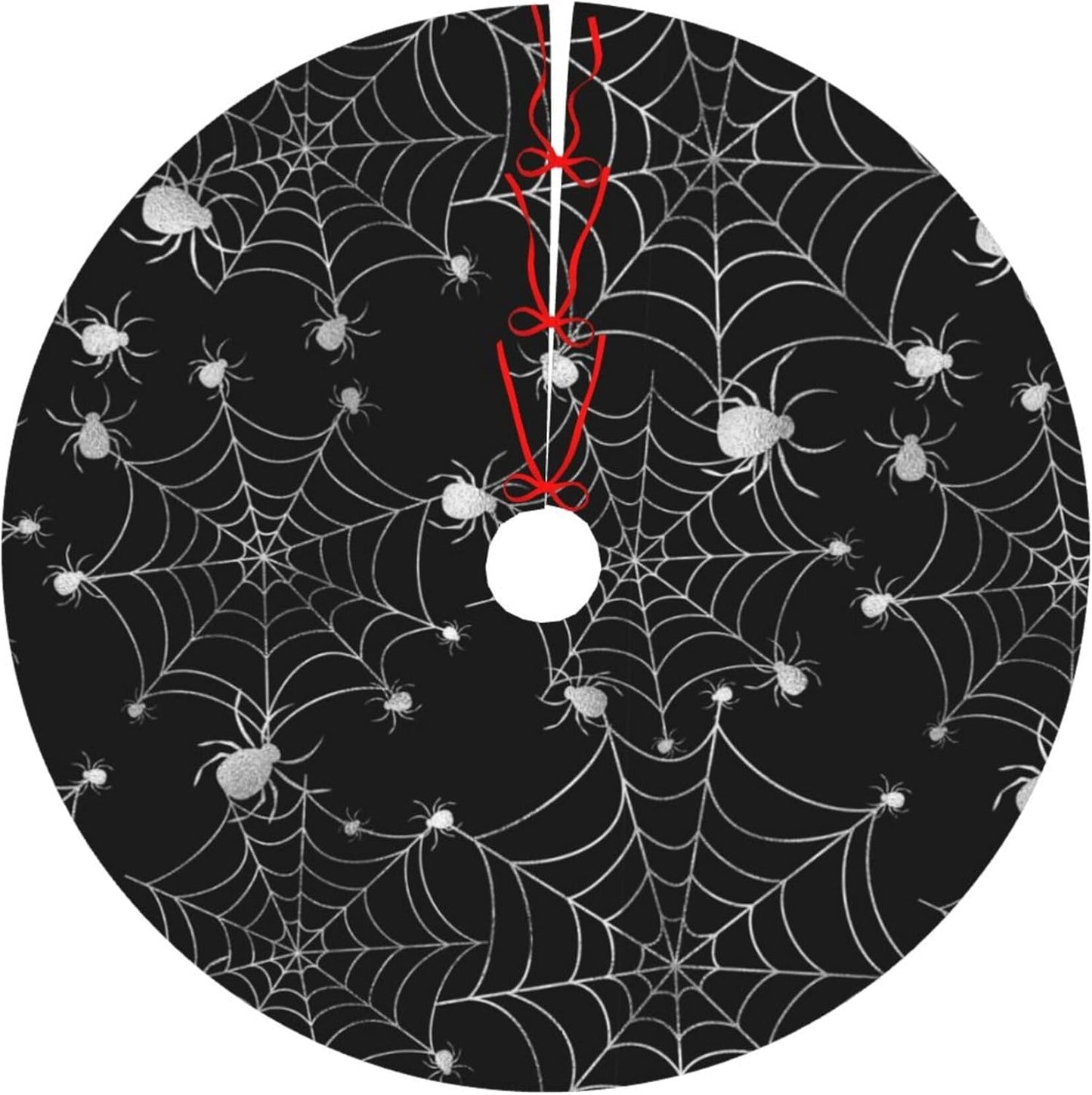 Christmas Tree Skirt,Sliver Spider Web Xmas Tree Skirt Rustic Farmhouse Tree Skirt for Christmas Decor Xmas Holiday Home Party Decorations48
