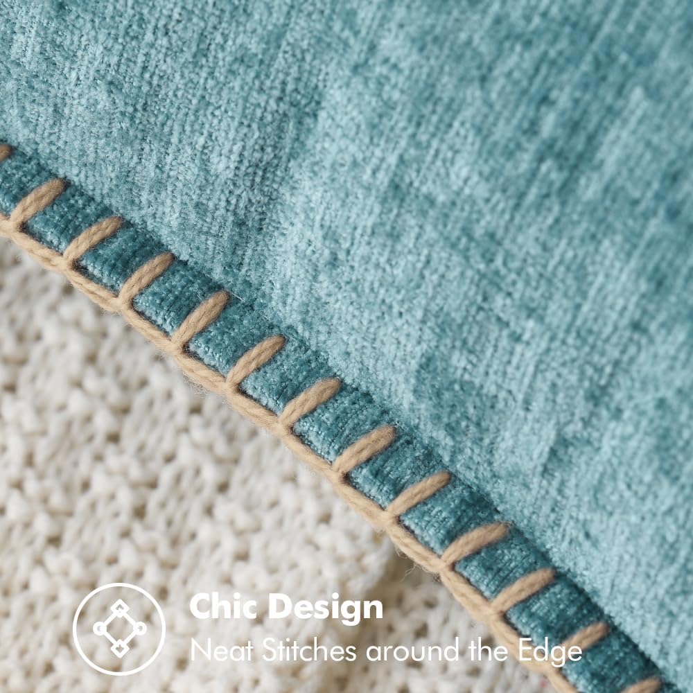 MIULEE Pack of 2 Couch Throw Pillow Covers 20x20 Inch Smoke Blue Farmhouse Decorative Pillow Covers with Stitched Edge Soft Chenille Solid Dyed Spring Pillow Covers for Sofa Bed Living Room
