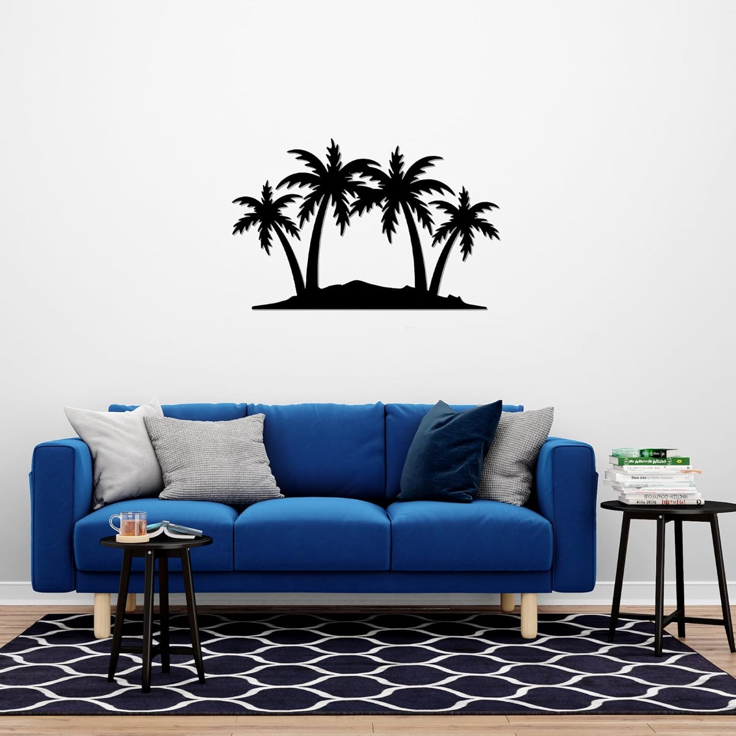 METALPLEX Plam Tree Metal Art - Durable, Rust-free Indoor & Outdoor Aluminum Composite Wall Decor - Home Decor For Living Room And Bedroom - Silver (35"x 23")