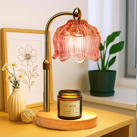 GEEZO Fragrance Candle Warmer Lamp，Electric Candle Warmer with Timer & Dimmer，Mom Christmas Birthday Gifts for Women, House Warming Gifts New Home Bedroom Decor