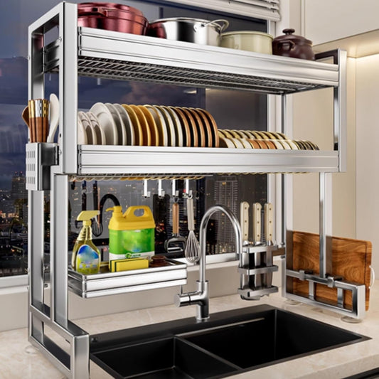 Kitchen Sink Rack Sink Above The Dish Drain Dish Washing Rack Stainless Steel Multifunctional Dish Storage Rack,Over The Sink Drying Rack for Dishes(2,65cm/25.6in)