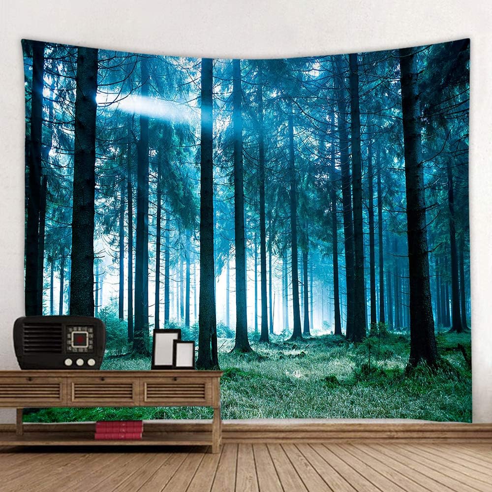 Llamazing Forest Tapestry - Home Decor Landscape for Living Room & Bedroom (Forest White Light, 60''L51''W)