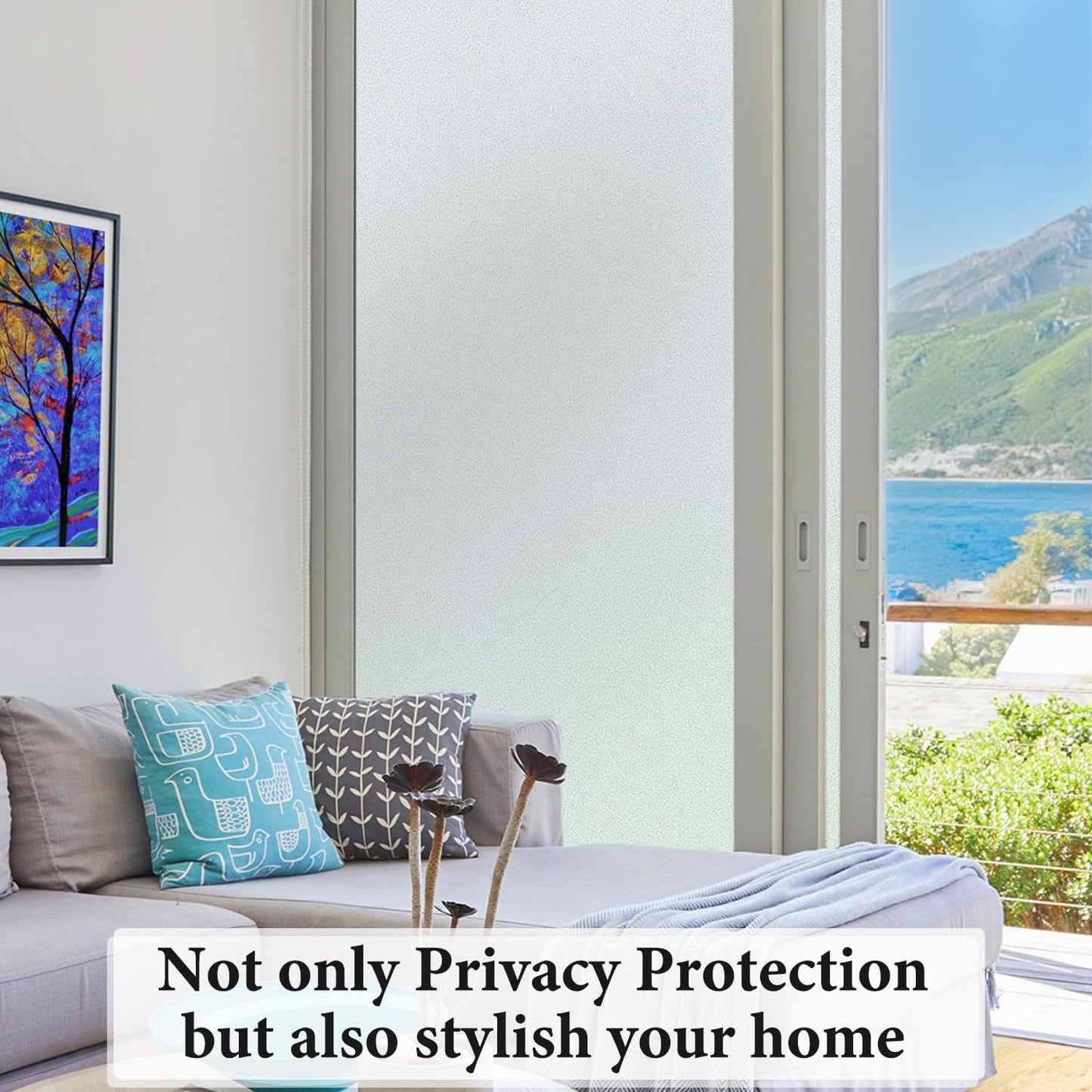 DUOFIRE Privacy Window Film Natural Frosted Glass Film Static Cling Glass Film No Glue Anti-UV Window Sticker Non Adhesive for Privacy Office Meeting Room Bathroom Living Room 29.5in. x 157.4in. S001