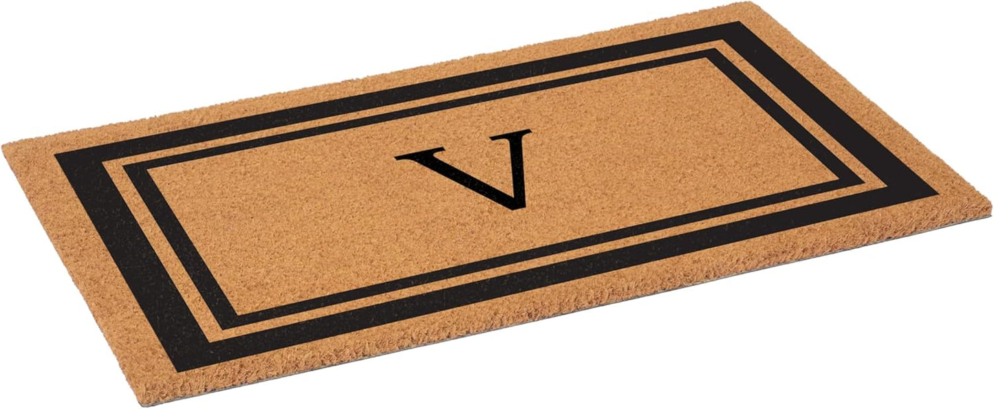 Calloway Mills 152963048V Black Border 30" x 48" Monogram Doormat Letter (V)