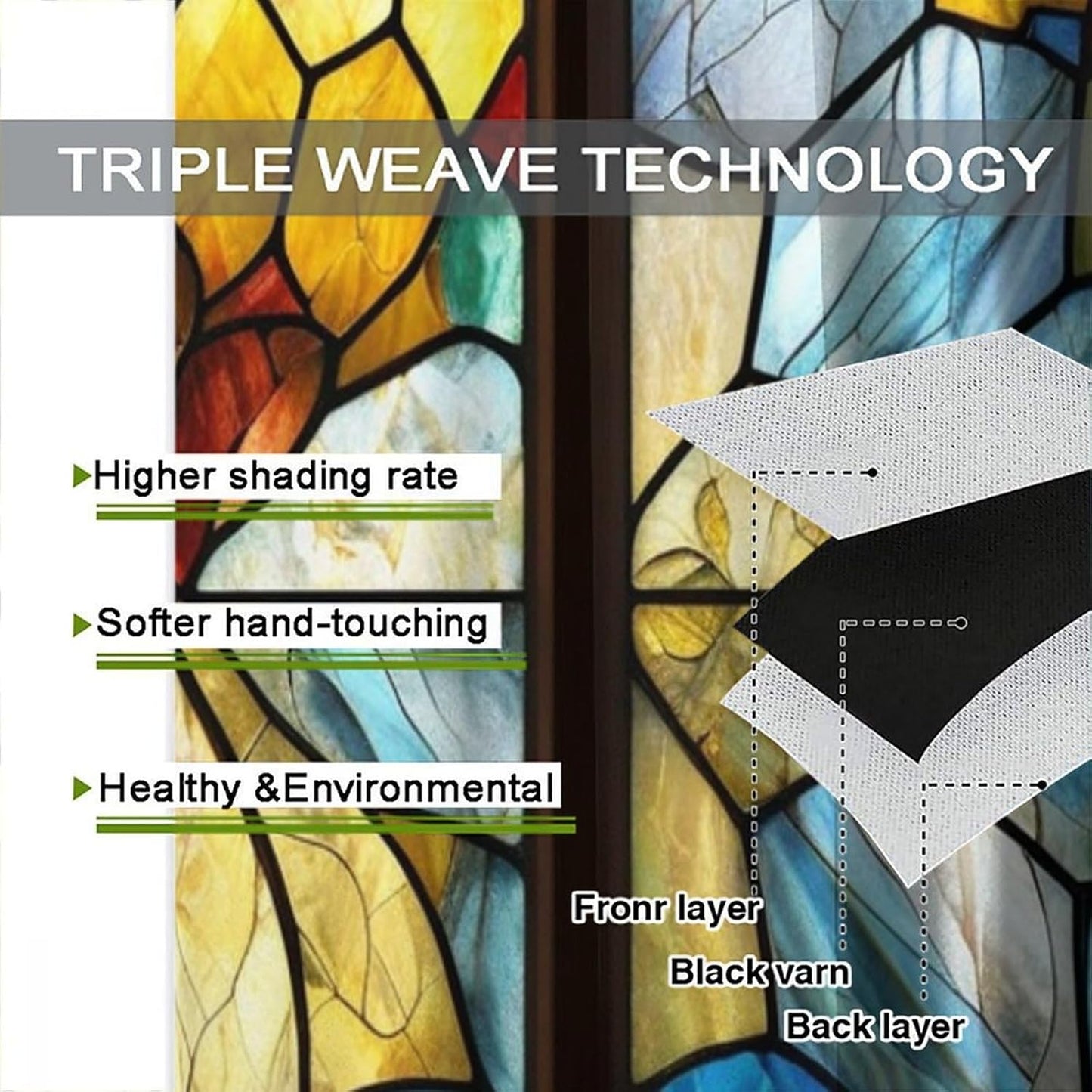 Stained Glass Curtains,Retro Abstract Colorful Art Home Decor Drapes for Bedroom Living Room Kitchen Window Treatment 2 Panels Set Total Size 42" W X 63" L Inch