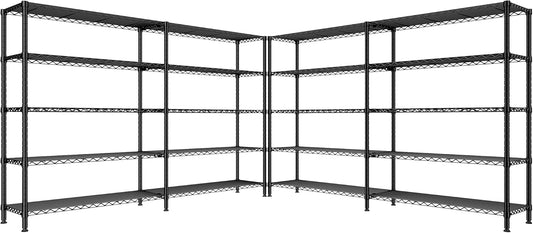 REIBII 70" W Storage Shelves Heavy Duty Load 1600LBS, Metal Shelving 5-Tier Wire Shelving Unit Metal Shelves for Storage Adjustable Shelving Rack for Pantry Kitchen 70" W*15.8" D*72.4" H, 2 Pack