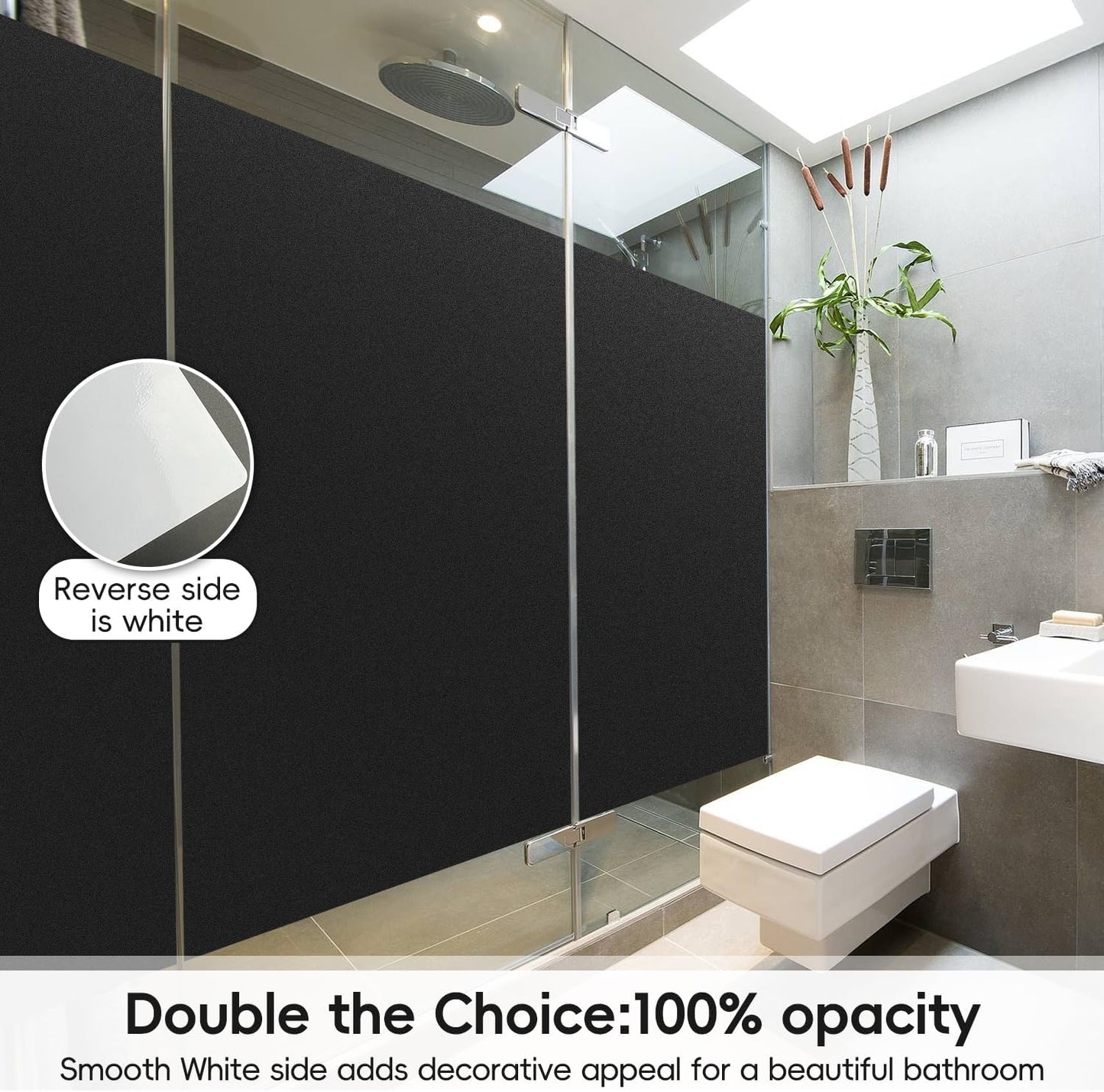 DUOFIRE Blackout Window Film Sun Blocking White Black Window Privacy Film Non Adhesive Static Cling Removable Windows Tint Anti -Glare Day Sleep Windows Tinting Films for Home, Office (11.8 x 78.7 in)