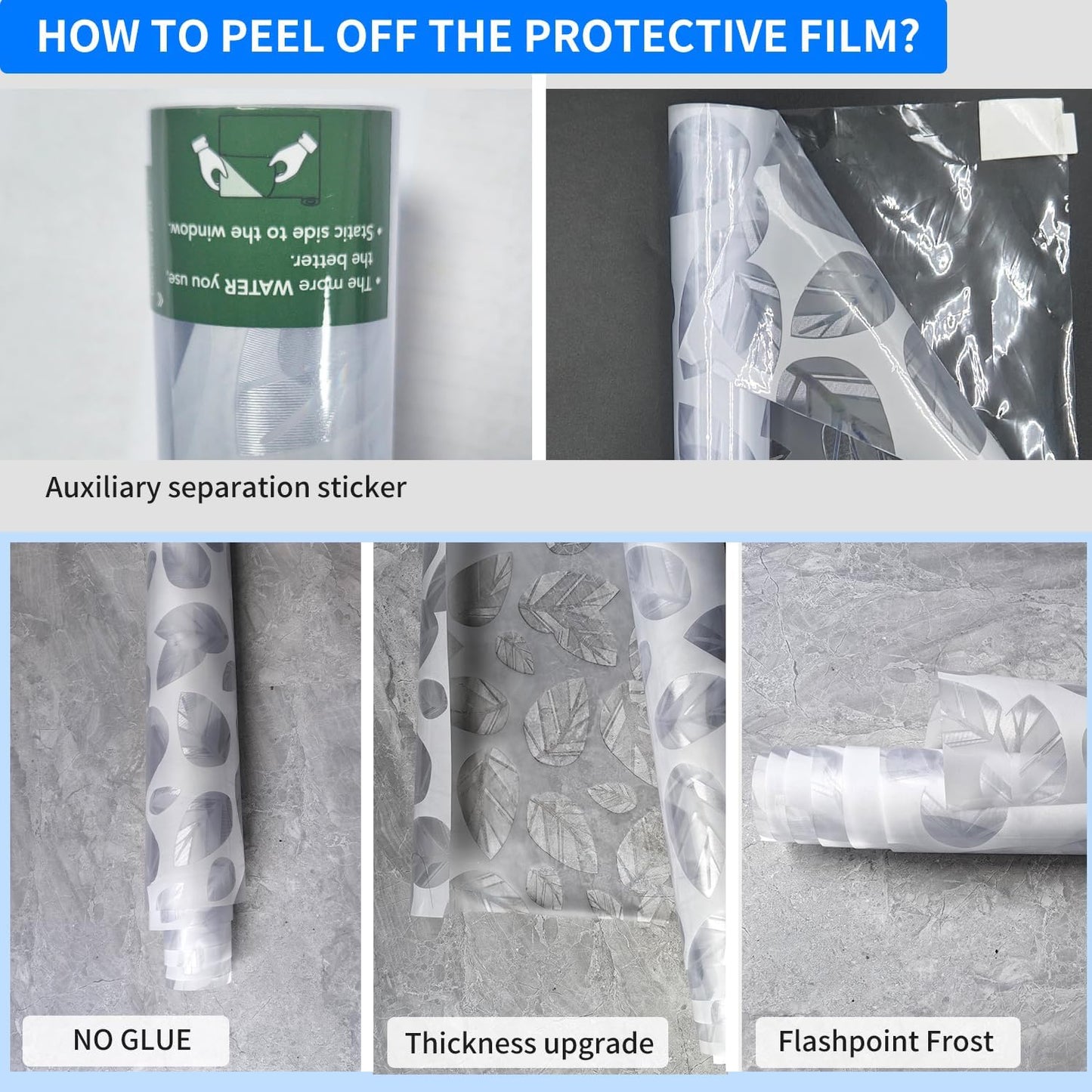 Window Privacy Film with Installation Tools, Static Cling, Anti UV, Heat Control, Ideal for Home Shower Office Glass Door (Leaf White (Glue-Free), 23.6X196.9Inch)