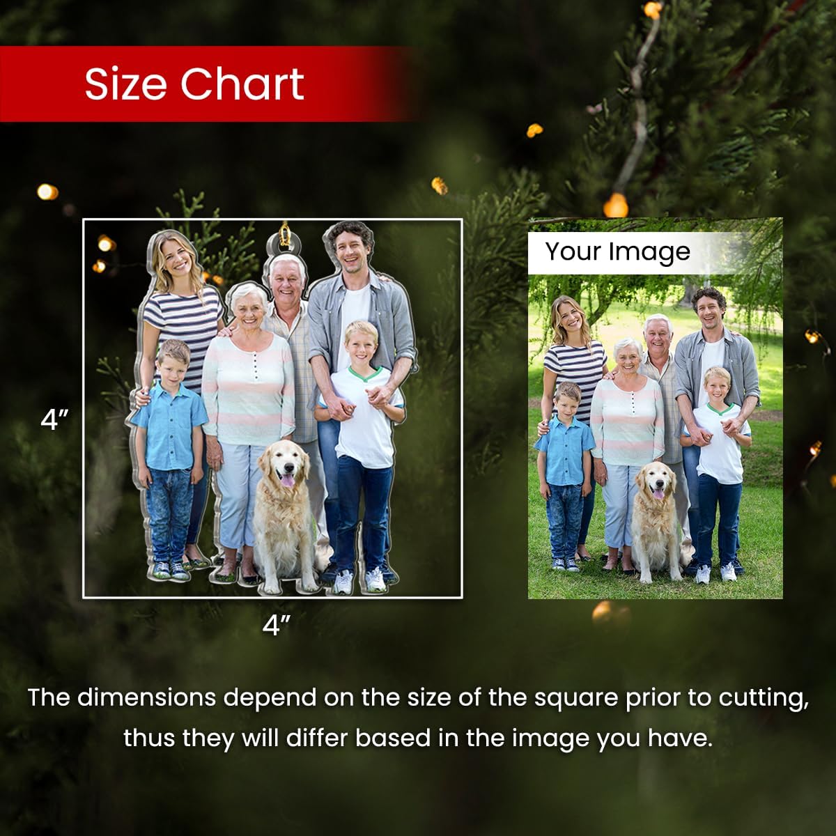 Personalized Custom Photo Acrylic Ornament - Christmas Hanging Decor for Family, Mom, Dad, Grandparents, Daughter, Son