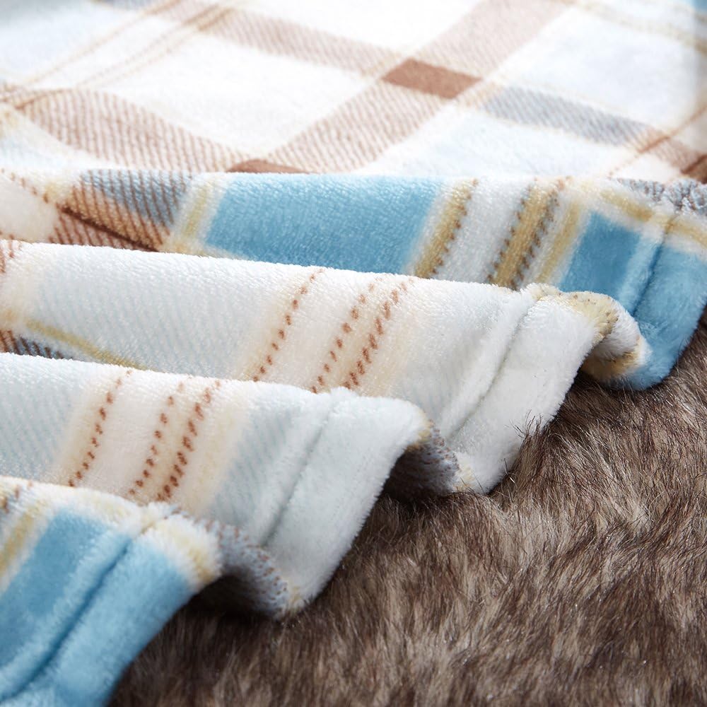 MERRYLIFE Throw Blanket Plaid Sherpa | Ultra-Plush,Soft, Colorful, Oversized | Decorative Couch Travel Blanket | Large Size (60" 90", Island Travel)