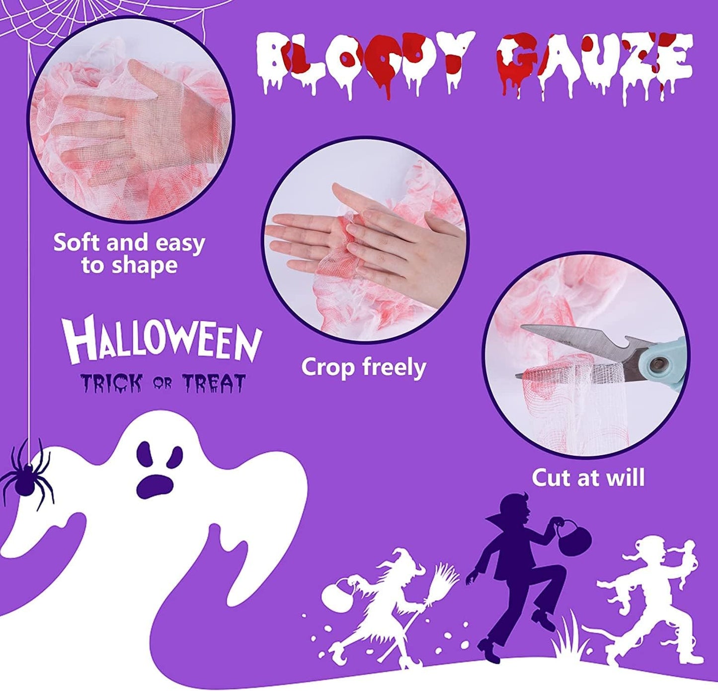 Sfcddtlg 4 Pcs Halloween Doorway Curtain- 65 x 39 Inch Decorations Door Curtain with Bloody Prints- Bloody Creepy Cloth for Halloween Party Haunted House Entrance Decoration