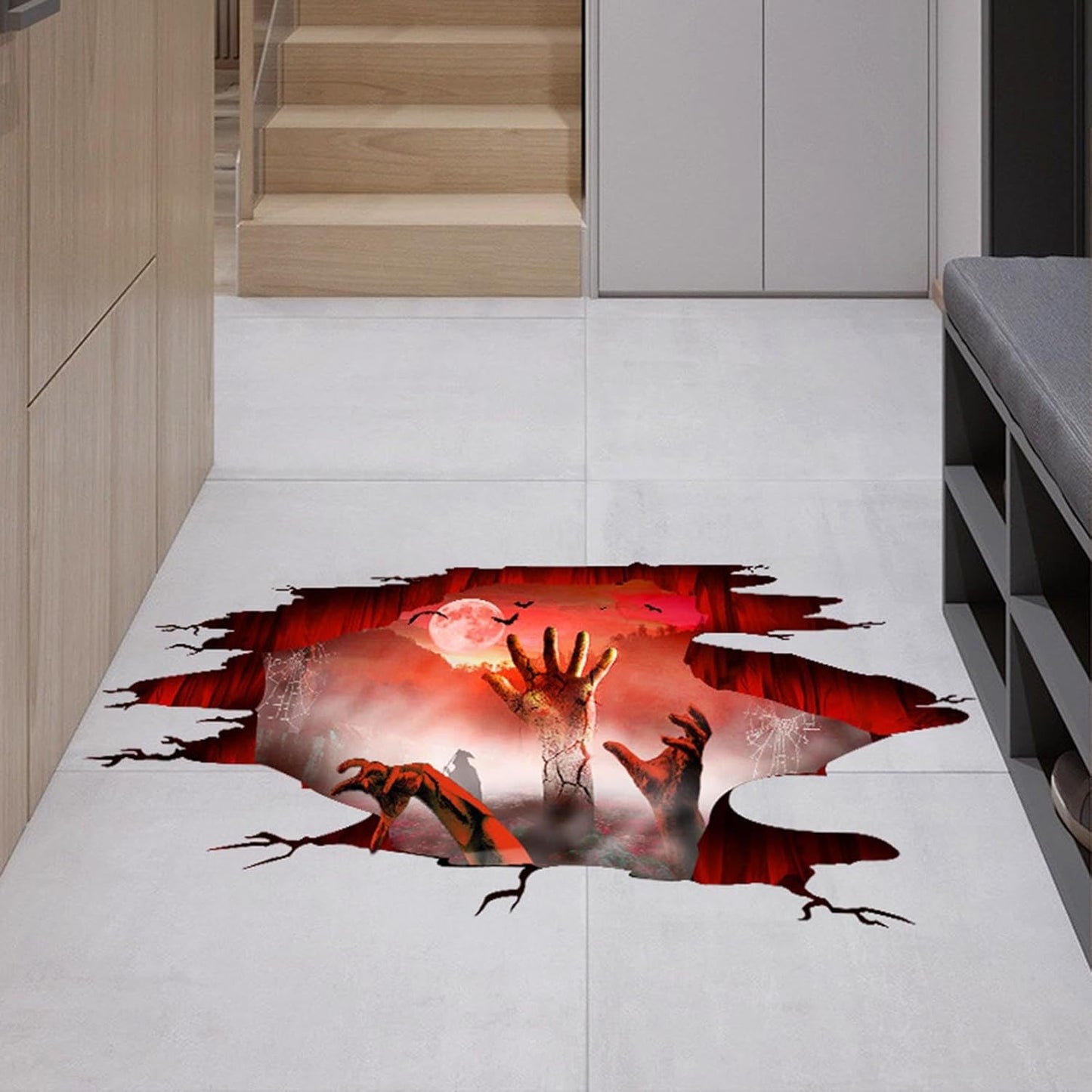 Halloween Wall Stickers Bat Ghost Scary Decor Large Removable Floor Room Decals Decoration Window Clings Party Supplies for Windows Glass Home Ornaments