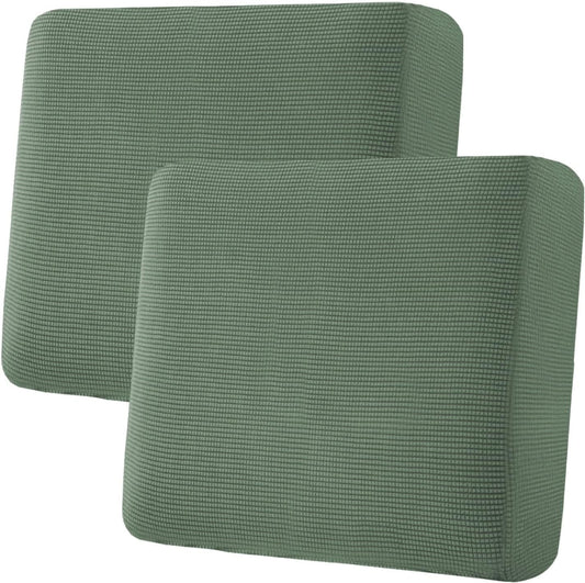 H.VERSAILTEX Super Stretch Individual Seat Cushion Covers Sofa Covers Couch Cushion Covers Slipcover Sets Thick Jacquard Textured Twill Fabric (2 Piece Large Sofa Cushion Covers, Loden Frost)