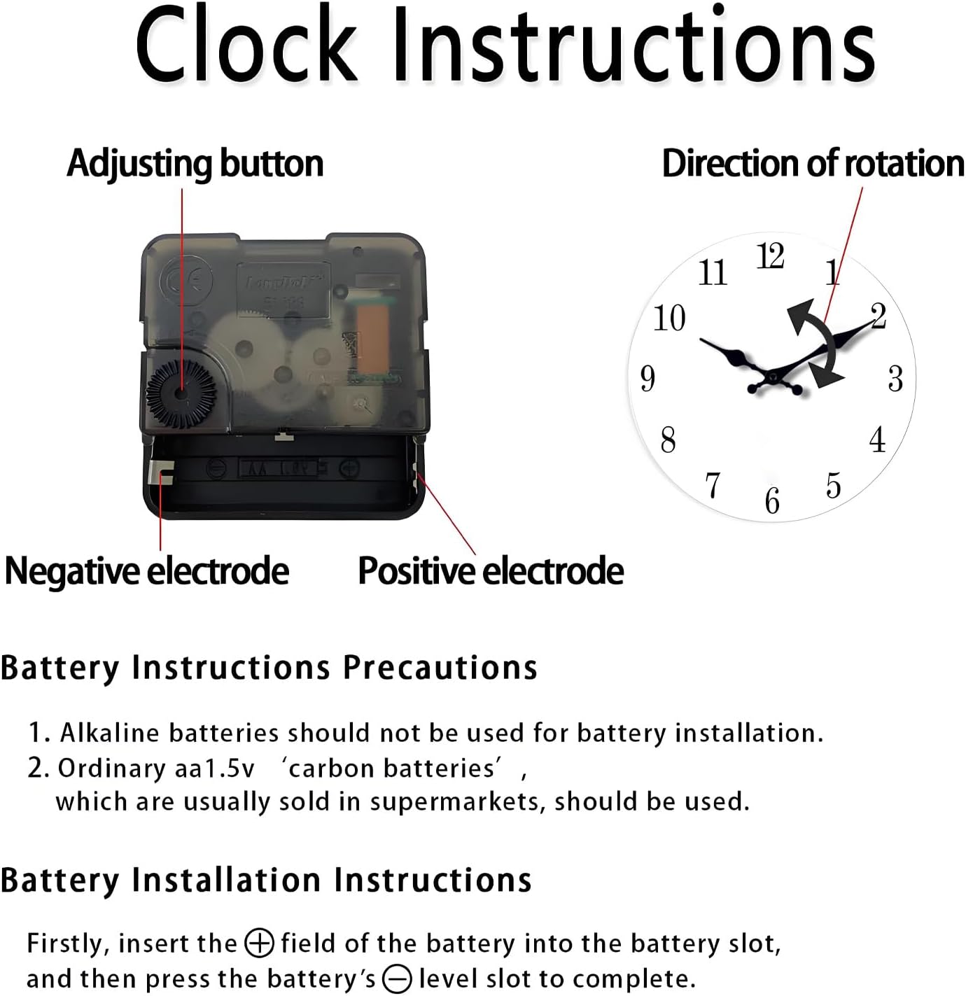 Round Marble Battery Wall Clock Modern 14 Inch White Minimalist Wall Clock for Kitchen Quartz Glass Slient Clock for Wall