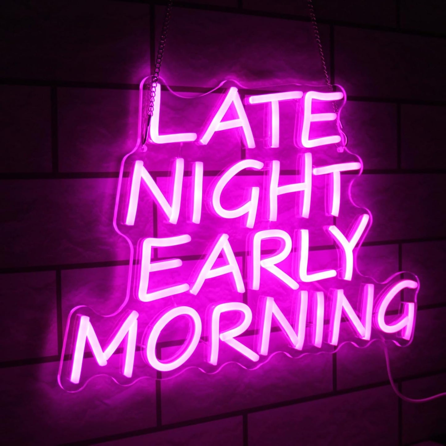 Bar Neon Sign Late Night Early Morning Neon Signs for Wall Decor Beer LED Neon Sign Pink Letter Neon Light Sign Dimmable Neon Lights for Bedroom Bar Party Hotel Club Party Man Cave Decor