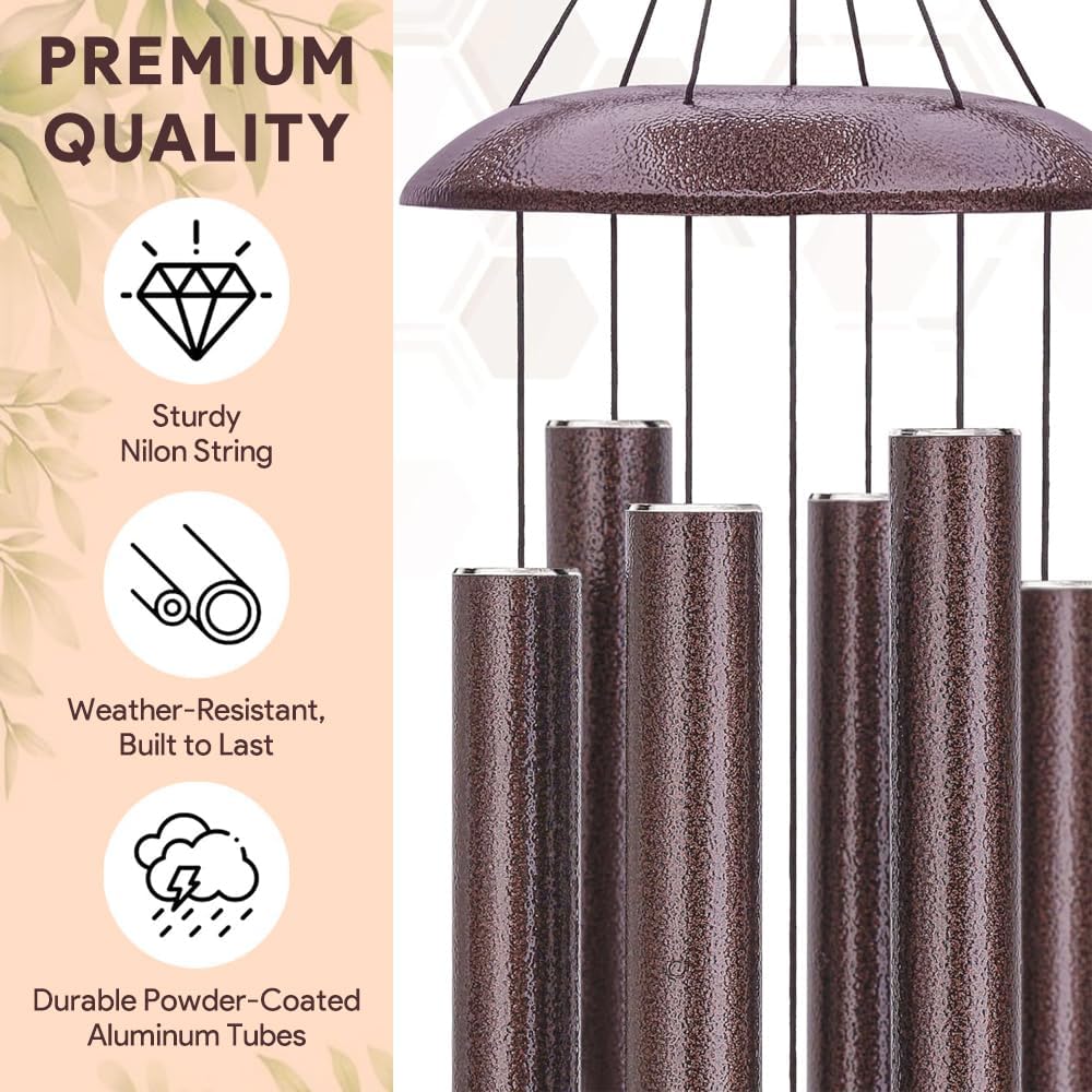 Sympathy Wind Chimes Life Tree, 36inch Personalized Memorial Wind Chimes, Cardinal Wind Chime for Loss of Loved Dad/Mom, Sympathy Gifts Memorial Gifts, Deep Tone Outdoor Decorations