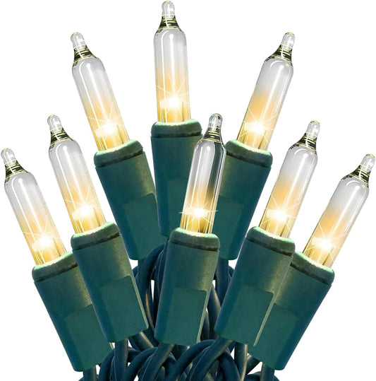 HISHINY Christmas Lights 100 Count Clear Christmas Tree Lights String with Green Wire for Outdoor Indoor Christmas Decorations Wedding Decorations Valentines Day Decor,UL Certified (21feet)