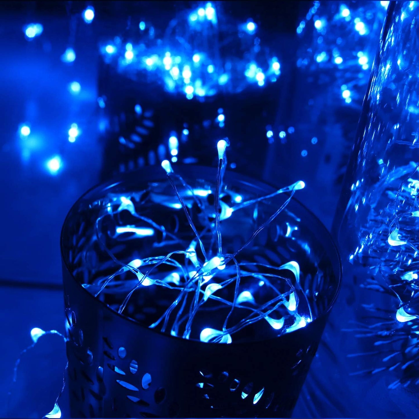[6-Pack] 7Feet Starry String Lights,Fairy String Lights 20 Micro Starry LEDs On Silvery Copper Wire 2pcs CR2032 Batteries Included,Works for Wedding Centerpiece,Party,Christmas Table Decor (Blue)
