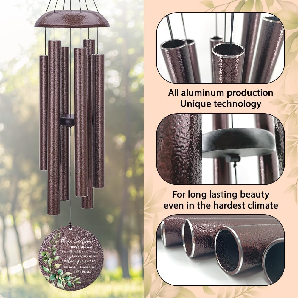 Sympathy Wind Chimes, Personalized Wind Chime for Loss of Loved Father/Mother/Lover, Commemorative Sympathy Bereavement Condolences Gifts for Funeral (36inch)