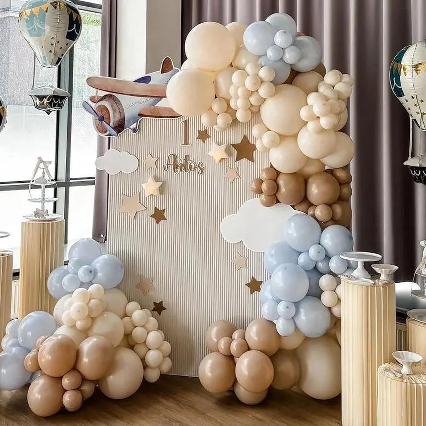 130pcs White Sand Balloons Different Sizes 18" 12" 10" 5" Off White Party Latex Balloons for Birthday Baby Shower Graduation Wedding Gender Reveal Anniversary Party Decorations