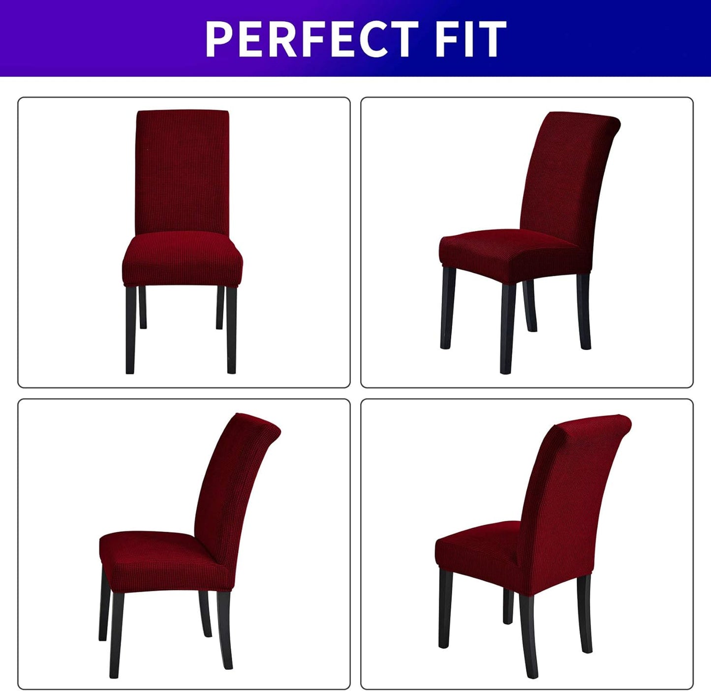 Howhic Stretch Chair Covers for Dining Room Set of 4, Removable Washable Dining Room Chair Covers, Dining Chair Slipcovers Seat Protector, Great Home Decor and Banquet Upholstery (Red Dahlia, 4 Pack)