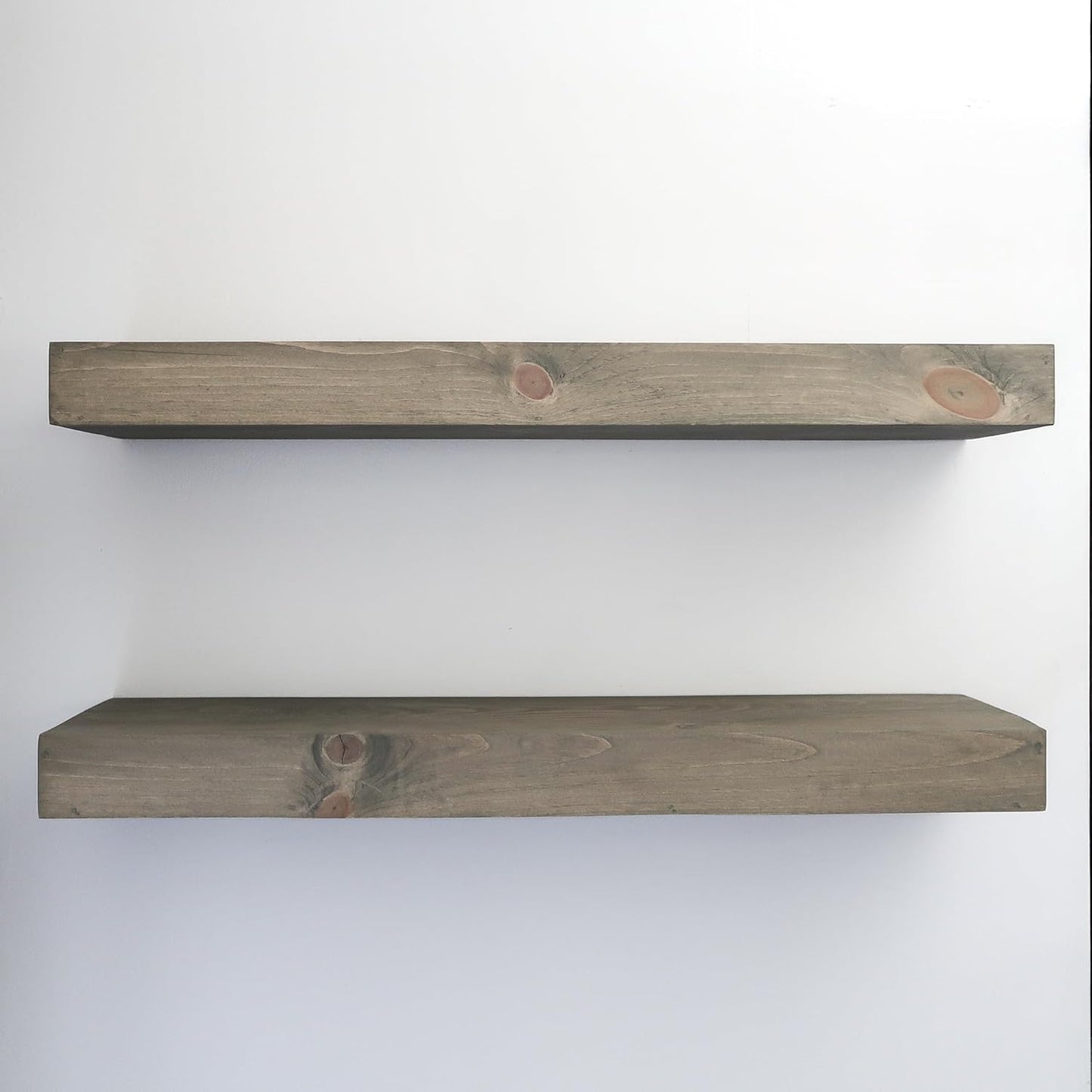 Modern Floating Shelves 3 Inches Thick for Wall, Wide Shelves for Kitchen, Living Room, Bedroom, and Bathroom, Natural Pine Wood, Rustic Wooden Shelf, (Set of 2) (Aged Barrel, 24Lx3Hx6D)