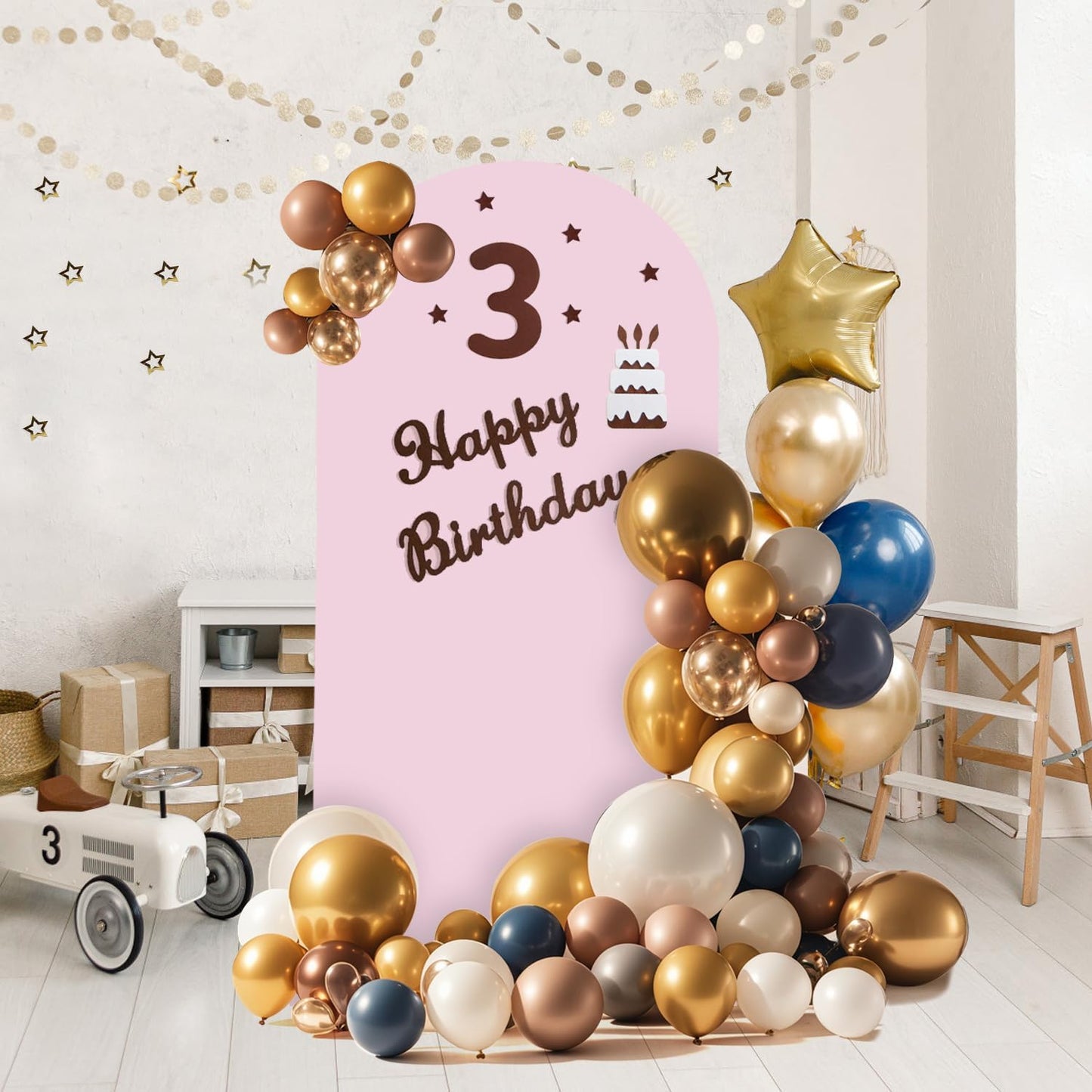 Arch Backdrop Stand and Cover Set, Metal Balloon Arch Backdrop 6.6ft, Gold Arched Stand Frame for Wedding, Parties,Birthday, Backdrop Decorations (Pale Pink,6.6ft)