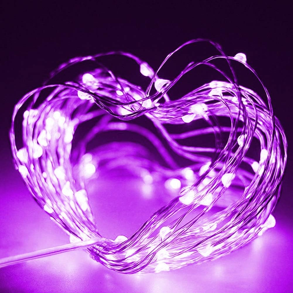 Twinkle Star 2 Pack Halloween Fairy Lights Battery Operated, Total 66 ft 200 Led String Lights Remote Control Timer Twinkle String Lights 8 Modes Firefly Lights for Garden Party Indoor Decor, Purple