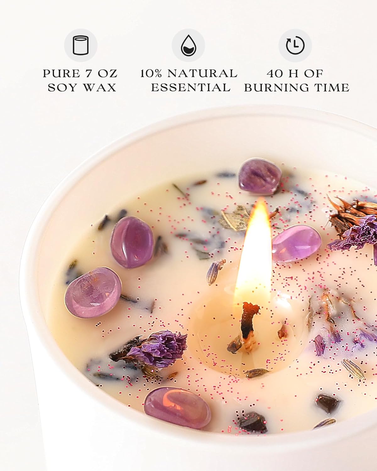 AOOVOO Lavender Candles Set for Women - 4 Pack Candles for Home Scented, 28 oz 200 Hour Long Lasting Aromatherapy Candle with Crystals Inside, Birthday Gifts Mothers Day Candle for Women Mom