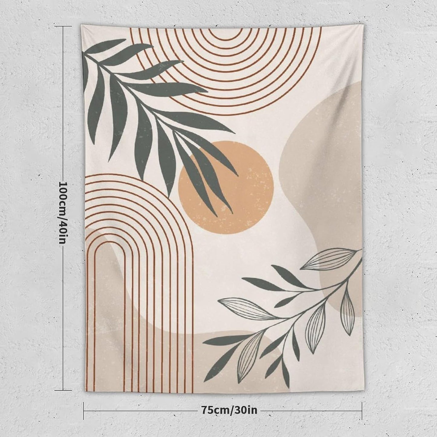 Abstract Boho Tapestry, Mid Century Tropical Tree Leaves Modern Geometric Arch Bohemian Botanical Tapestry, Home Aesthetic Wall Hanging Art Decor for Living Room Bedroom Dormitory 40x60 Inch
