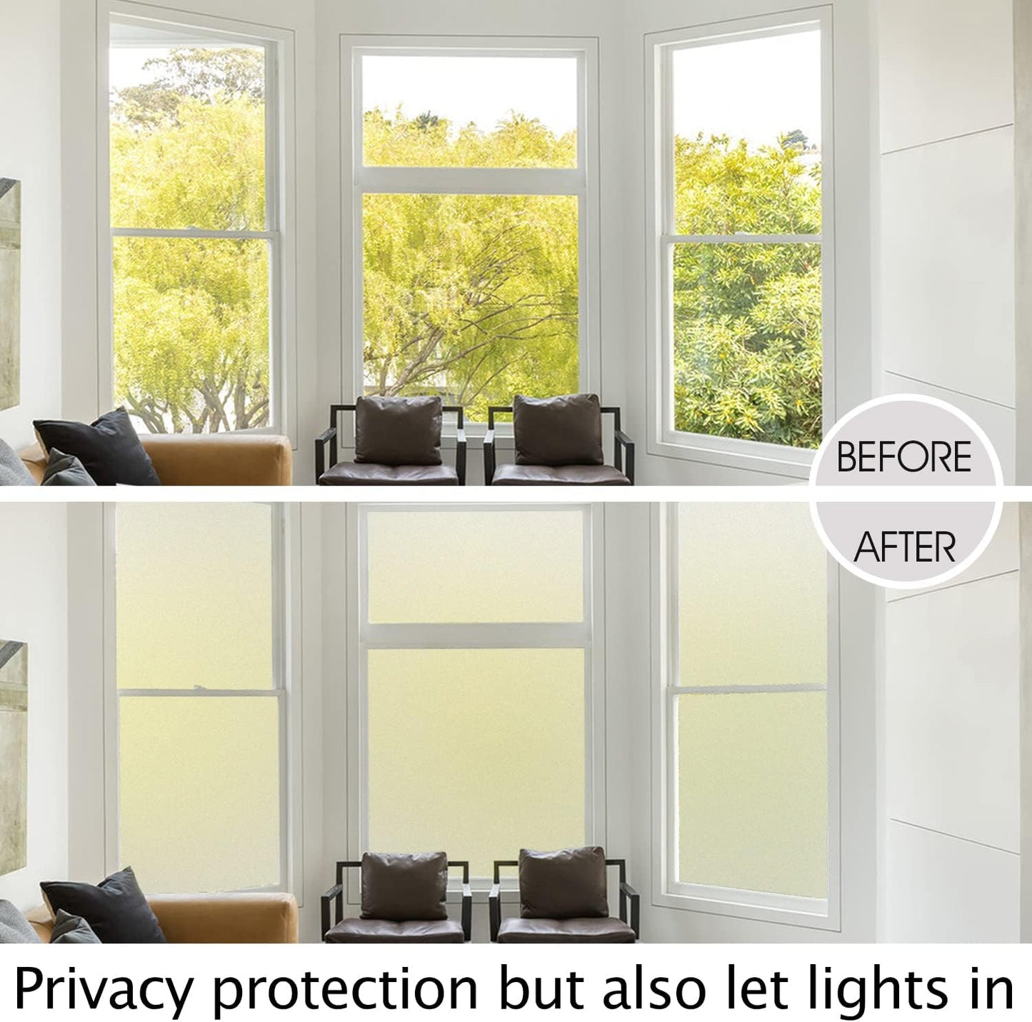 HIDBEA Frosted Window Privacy Film Heat Control UV Blocking, Static Cling Non-Adhesive Reusable Door coverings for Bathroom Home Office (Frosted 45.2 Inch x 19.6 Feet)