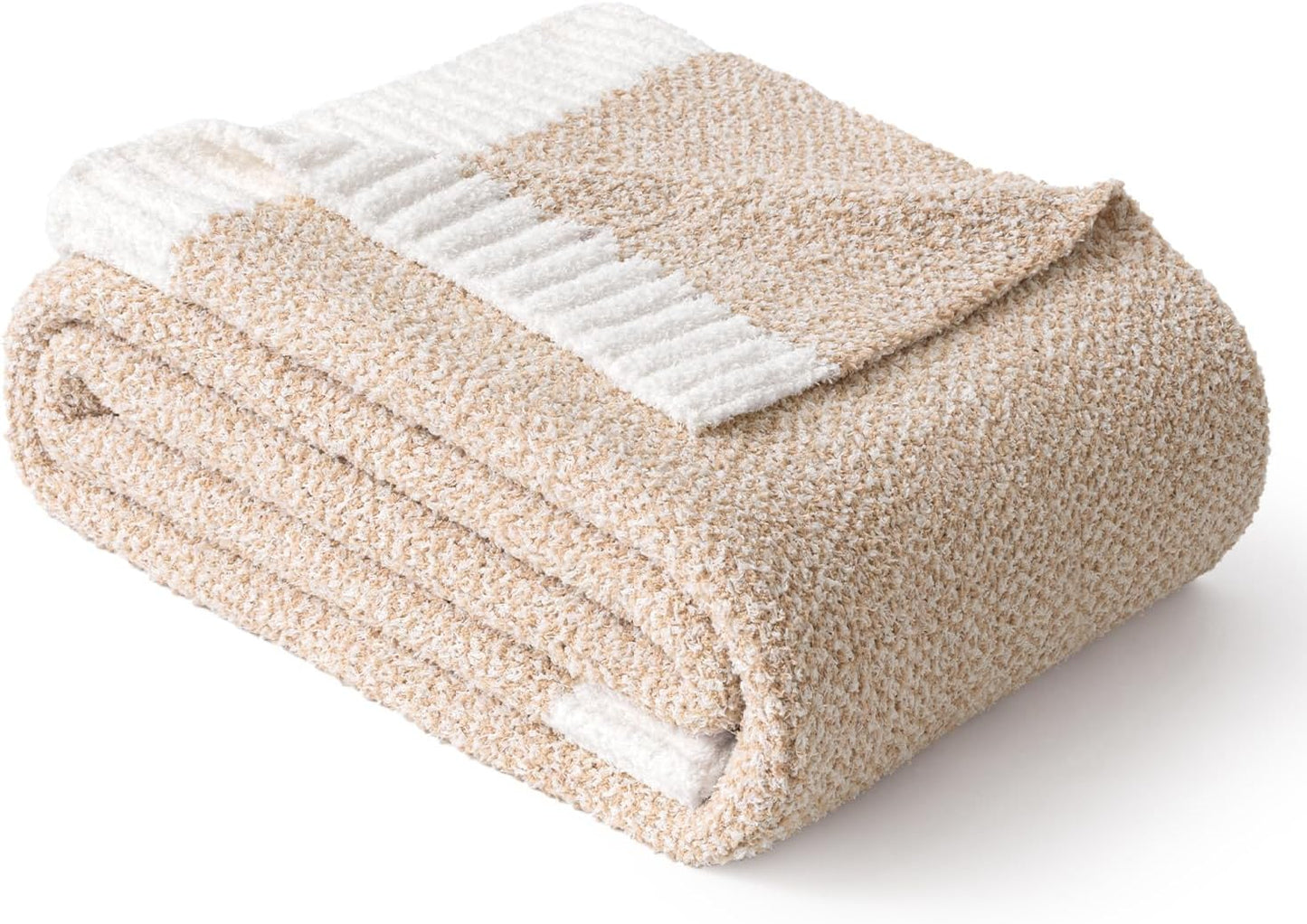 MIULEE Beige Super Soft Throw Blanket for Bed, Twin Size Cozy Fluffy Warm Blankets Knit Blankets for Couch, Sofa, Chair, Living Room, Camping, Picnic, 60 x 80 inch