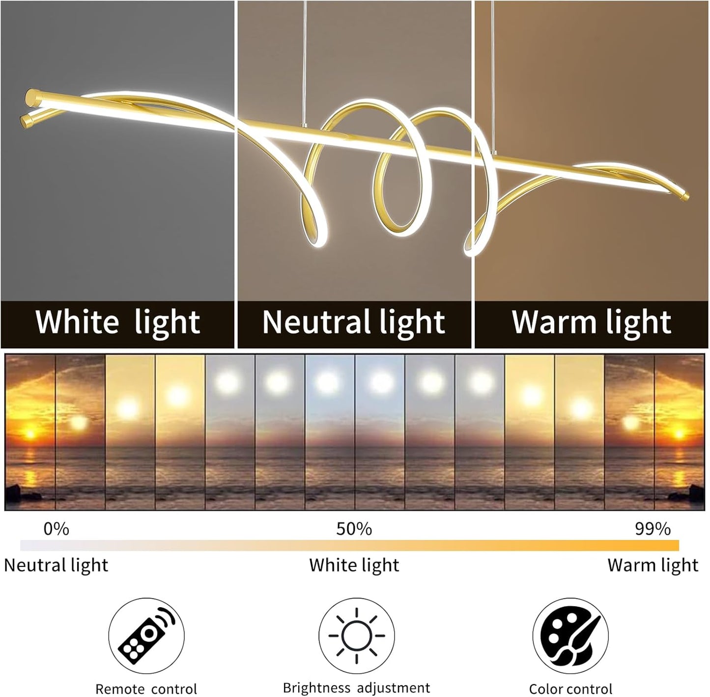 Modern Chandelier, Dimmable LED Pendant Light, Ring Chandelier for Living Room, Dining Room, Kitchen, Bedroom