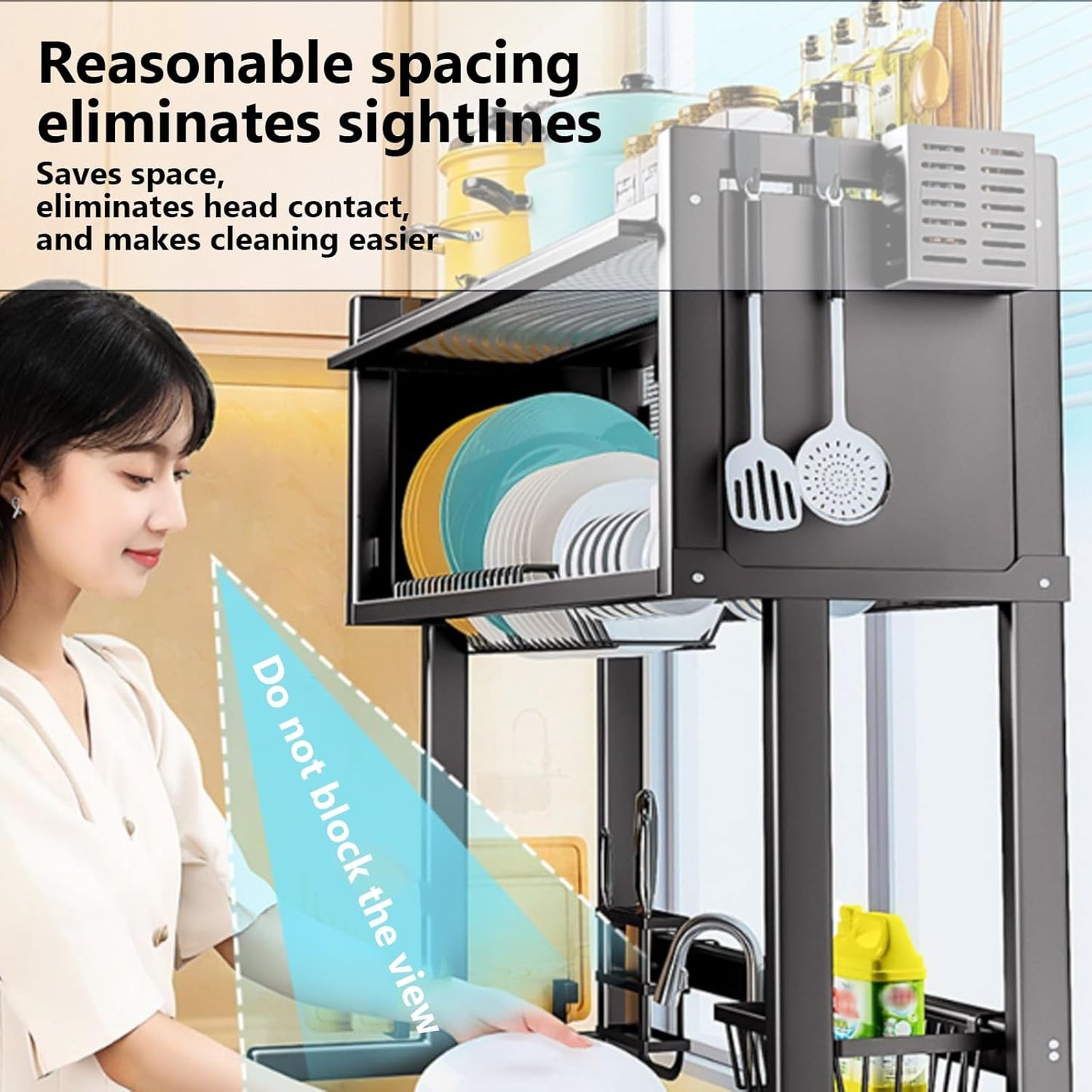 Home Furnishing Over The Sink Dish Drainer Drying Rack 3 Tier Over Sink Dish Rack for,oversink Dish Dry Rack,Space Saving Dish Drying Rack,Kitchen Sink Organizer countertop(White,75cm/29.5in)