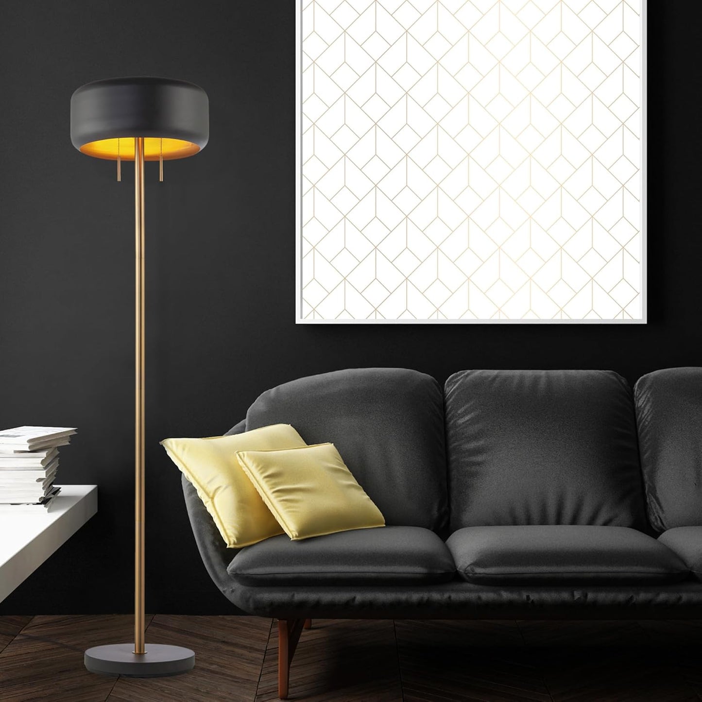 GLOBE Electric 67346 Novogratz x Floor Lamp, Dark Gray
