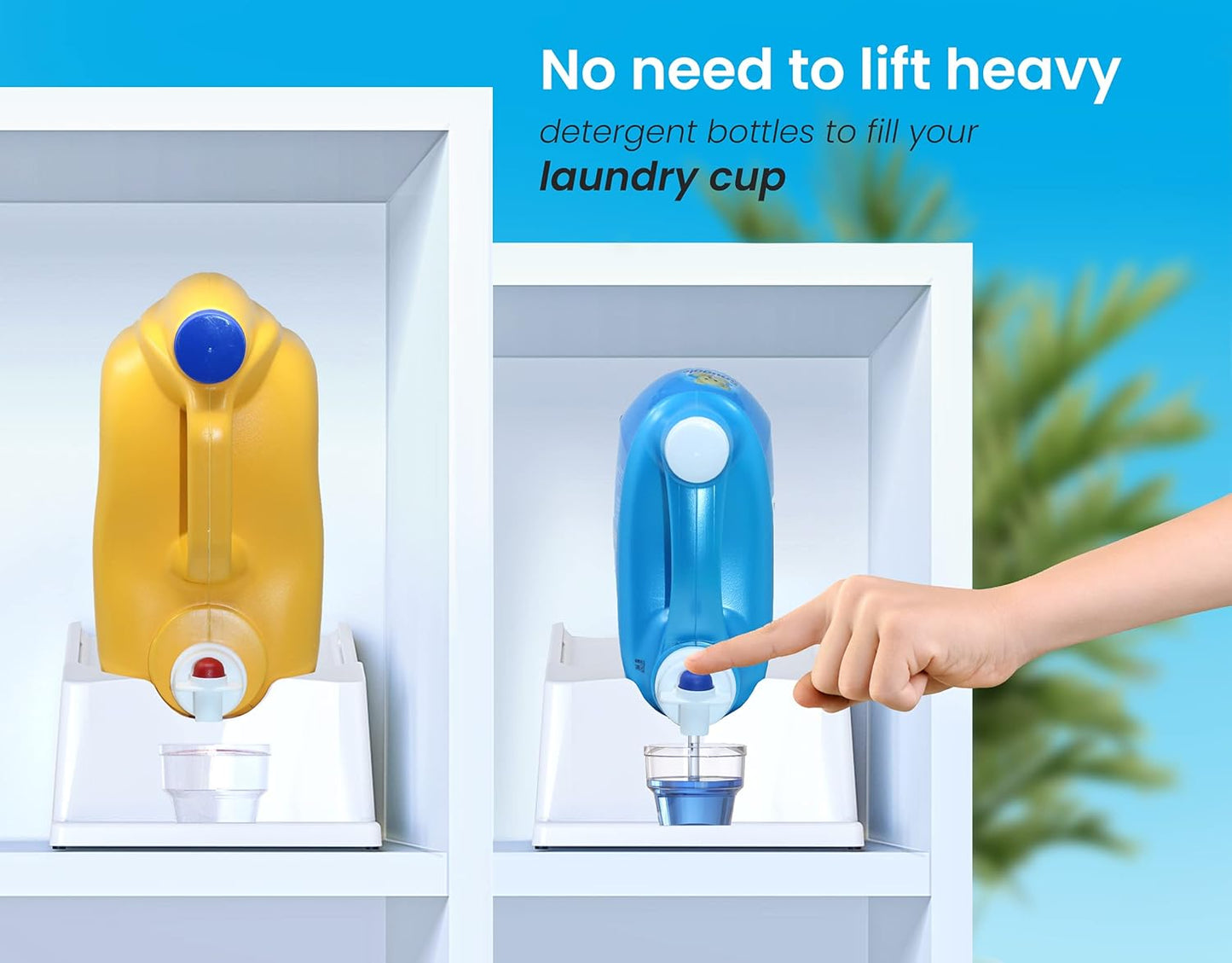 TidyFriend 3 Pack Liquid Laundry Detergent Holder Stand with Drip Tray & Rubber-Grip Feet, Stand for Laundry Room Organization and Storage, Fabric Softener Dispenser with Cup Holder (White)