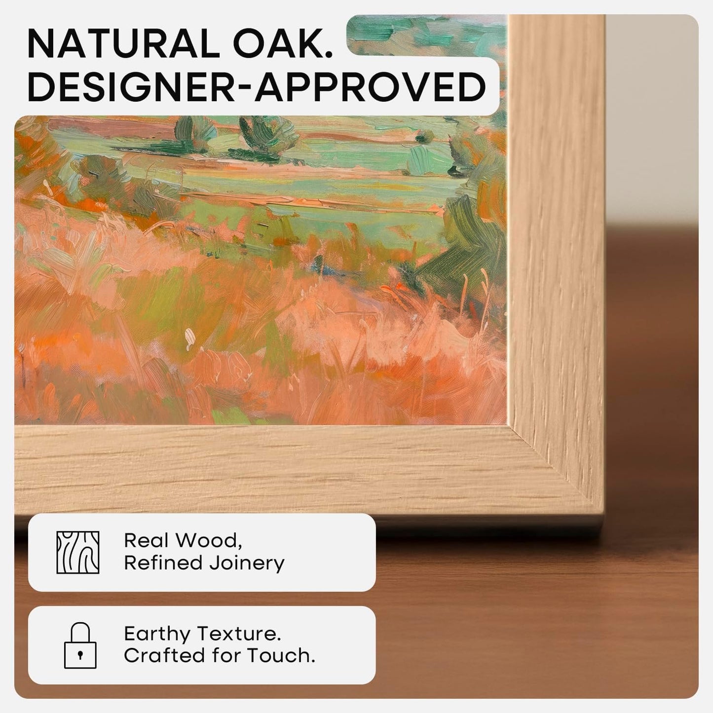 Homeforia 8x12 Picture Frame Wood, High End Natural Oak 8 x 12 Light Wooden Frames with Mat 6 by 8 inch Photo, 8by12 Frame Matted to 6x8 Art, Wall or Tabletop Frame, Tempered Glass, Wall Kit, Set of 1