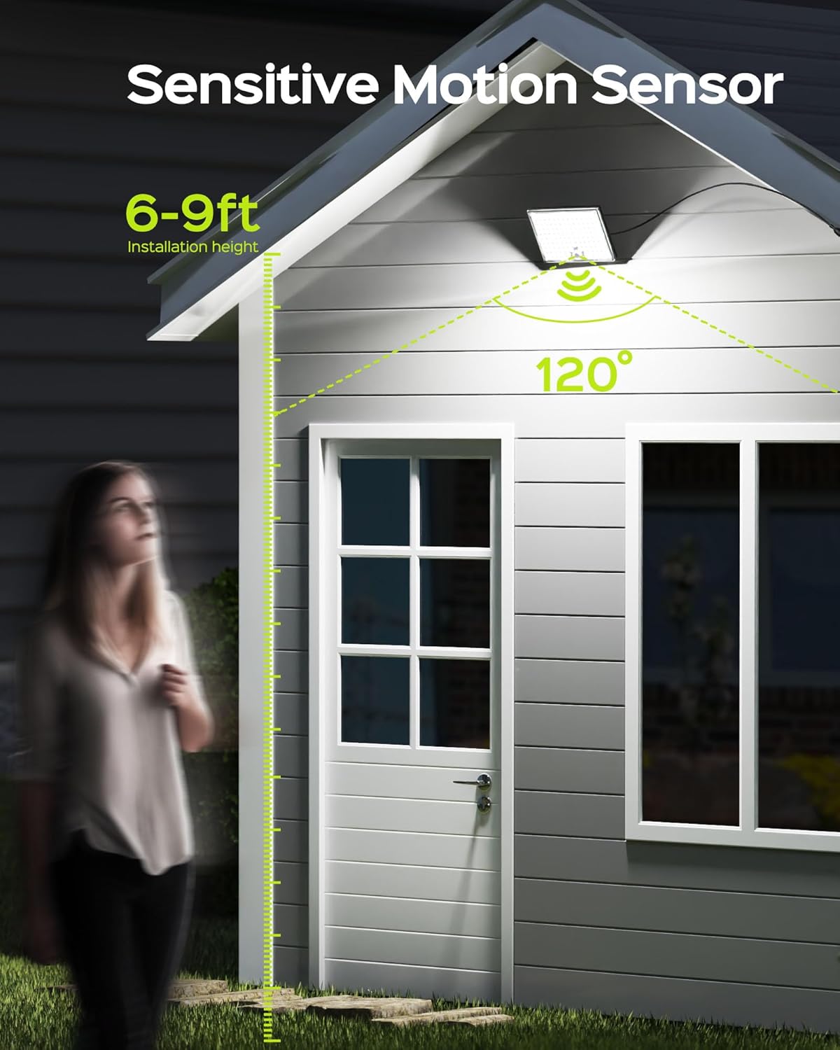 JACKYLED Motion Sensor Flood Lights, 113 LED Cool White Solar Lights for Outside, Dusk to Dawn IP65 Waterproof LED Outdoor Solar Powered Security Spot Lights for Porch Patio Garage (4 Pack)