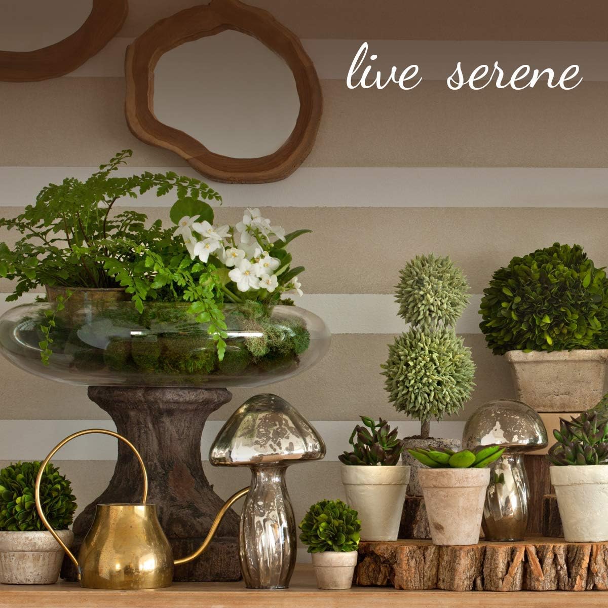 Serene Spaces Living Glazed Ceramic Fishbowl Vase, Set of 4- Centerpiece for Vintage Weddings, Events, Measures 4" Tall and 5" Diameter