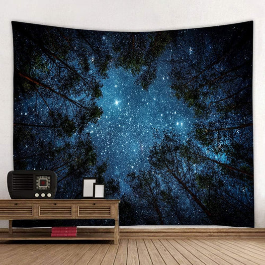Llamazing Forest Landscape Tapestry for Living Room & Bedroom - Magic Tapestry Curtain (Looking Up at The Stars, 60''L51''W)