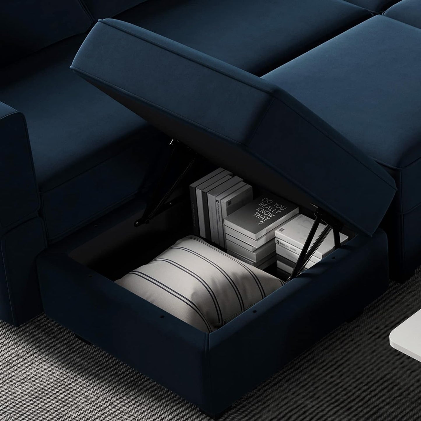 Belffin Modular Sectional Sofa U Shaped Sectional Couch with Reversible Chaises Velvet Modular Sofa with Storage Seat Blue