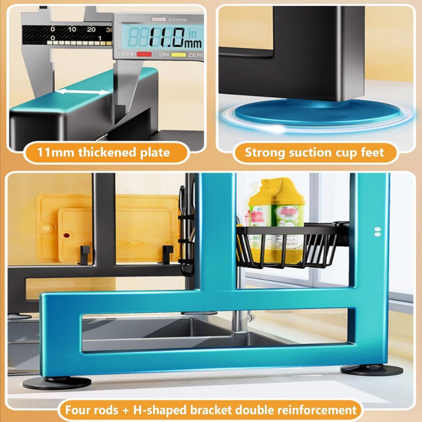 Home Furnishing Over The Sink Dish Drainer Drying Rack 3 Tier Over Sink Dish Rack for,oversink Dish Dry Rack,Space Saving Dish Drying Rack,Kitchen Sink Organizer countertop(White,55cm/21.7in)